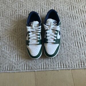 Nike men green blue and white low dunks